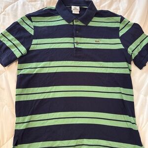 Lacoste Men's Polo with Navy and Green Stripes